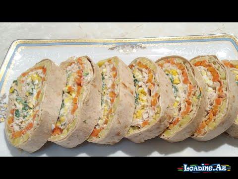 Yuxa Salatı,hazır Lavaşlarla Və Az Ərzaqla Çox Doyumlu Və Bərəkətli Salat