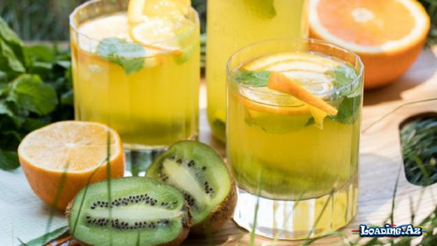 C Vitamini İlə Zəngin Portağal-Kivi Limonadı
