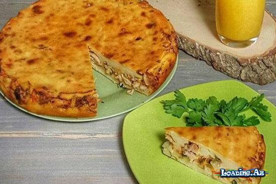 Qat-qat xəmir ilə göbələkli, farş ətli piroq - Take.Az
