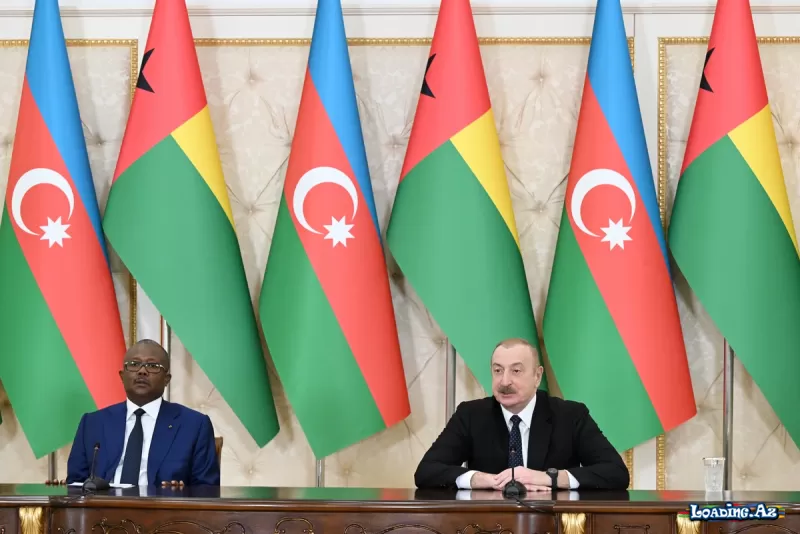 İlham Əliyev və Umaru Sisoku Embalo mətbuata bəyanatlarla çıxış ediblər